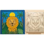 Hobi Universe Çocuklar Için Kendin Yap (Dıy) Ahşap Puzzle Eğitici Eğlenceli Aslan Puzzle Boyama Seti - Beyaz