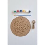 Hobi ve Dekor Için Mandala Desenli Ahşap Boyama Seti - Fırça ve Akrilik Boya Hediyeli