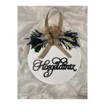HOBİ55 Ahşap Kapı Süsü Çiçekli Beyaz 30cm Hoşgeldin Siyah 30 x 30