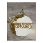 HOBİ55 Kapı Süsü - Dış Kapı Süsü Welcome Beyaz - Kapı Önü Aksesuarı Panapaslı-incili Beyaz 30 x 30
