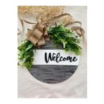 HOBİ55 Kapı Süsü - Dış Kapı Süsü Welcome Siyah - Kapı Önü Aksesuarı Syh. Beyaz 30 x 30