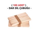 Hobialem (100 Adet) Ahşap Büyük Dar Dil Çubuğu Abeslang Dondurma Dil Basma Ağda Çubuğu Natural