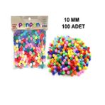 Hobialem 100 Adet, Ponpon, 10 mm Renkli Ponpon, Peluş Ponpon, Minik Ponpon