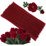Hobialem 50 Adet Bordo Şönil, Çiçek Yapımına Uygun bordo renk Tüylü Tel, 30 Cm 6mm