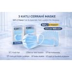 Hobibahçem 3 Katlı Cerrahi Maske 50'li 2 Paket Tek Kullanımlık Telli Lastikli Yüz Maskesi Toplam 100 Adet - Belirtilmemiş