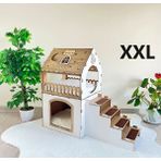 Hobicim Xxl Küçük Irk Ahşap Dekoratif Köpek Kulübesi, Kedi Evi Beyaz-Modena