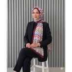 Hobicium Akel Zigzag Desenli Pamuklu Şal 150X90 - Beyaz - Kırmızı - Beyaz