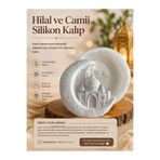HobiCraft Market Hilal ve Cami Figürlü Silikon Kalıp | Mum, Taş Tozu, Alçı ve Epoksi Döküm Kalıbı