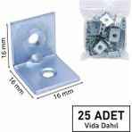 Hobidabi 25 Ad L Demir Gönye Köşebent 16X16X16MM- Mobilya Dolap Köşe Birleştirme Bağlantı Aparatı - Mat Krom