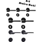 Hobidabi Eda Yuvarlak Rozetli 5 Oda + 2 WC Kapı Kolu Siyah - 3+1 Set