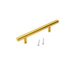 Hobidabi Paslanmaz Metal Mobilya Kulbu, Gold Altın Sarı, Dolap Çekmece TV Ünitesi Mutfak için, Modern Stil (1, 128 mm)