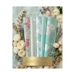 hobidaşım Mint & Rose Çiçek Ambalaj Kağıdı Seti - Vintage Desenli Lüks Buket Kağıdı 5'li Set