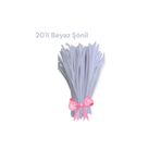 hobidaşım Şönil Beyaz 30 cm 20 li 1 Paket Beyaz Renkli Tüylü Tel Peluş Tel 30 cm Elişi Okul Projeler
