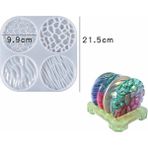 Hobiflex Epoksi Reçine Kalıp İthal / Dörtlü Bardak Altlığı Taş Tozu Silikon Kalıp HB5021-0094 - TEKLİ - Beyaz