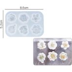 Hobiflex Epoksi Reçine Silikon Kalıp Uv Reçine İthal / Altılı Küçük Çiçek Kolye Küpe Silikon Kalıp HB4021-0073 - TEKLİ - Beyaz