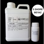 Hobiflex Rtv 2 Kalıp Silikonu 1. Sınıf Kalite Ekstra Yumuşak Sıvı Silikon 5 kg 5 Shore Beyaz Renk