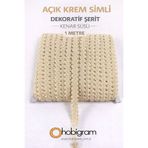 Hobigram Açık Krem Simli Cornella Koç Boynuzu Dekoratif Şerit Kenar Süsü 1 Metre