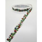 Hobigram Beyaz Çam Ağacı Desenli Grogren Kurdele 2,5 cm 2 Metre - 2122020196396