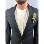 Hobigram Beyaz Cipsolu Uzun Damat Yaka Çiçeği