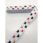 Hobigram Beyaz Kalp Desenli Grogren Kurdele 2,5 cm 1 Metre
