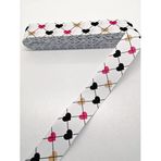 Hobigram Beyaz Kalp Desenli Grogren Kurdele 2,5 cm 3 Metre
