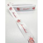 Hobigram Beyaz Kırmızı Maşallah Desenli Grogren Kurdele 2,5 cm 1 Metre