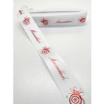 Hobigram Beyaz Kırmızı Maşallah Desenli Grogren Kurdele 2,5 cm 2 Metre