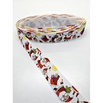 Hobigram Beyaz Kırmızı Noel Baba Desenli Grogren Kurdele 2,5 cm 4 Metre