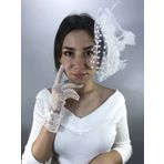 Hobigram Beyaz Puantiyeli Gelin Eldiveni Ve Vualet Takımı