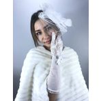 Hobigram Beyaz Uzun Fiyonklu Eldiven Ve Beyaz Vualet Nikah Takımı