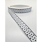 Hobigram Beyaz Yıldızlı Grogren Kurdele 2,5 cm 1 Metre