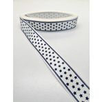 Hobigram Beyaz Yıldızlı Grogren Kurdele 2,5 cm 2 Metre