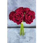 Hobigram Bordo Kadife Gül Demeti Bordo Rengi 7 Dallı 40 Cm