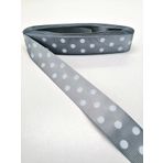 Hobigram Gri Puantiyeli Grogren Kurdele 2,5 cm 1 Metre