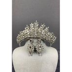 Hobigram Gümüş Sezen Model 3 Boyutlu Kına Gelin Tacı Ve İnce Mekik Küpe Takımı