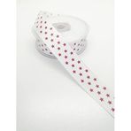 Hobigram Kırmızı Beyaz Yıldızlı Grogren Kurdele 2,5 cm 1 Metre - 166220202032