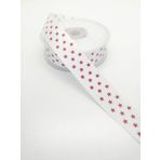 Hobigram Kırmızı Beyaz Yıldızlı Grogren Kurdele 2,5 cm 2 Metre - 166220202033