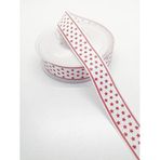 Hobigram Kırmızı Beyaz Yıldızlı Grogren Kurdele 2,5 cm 2 Metre - 166220202039