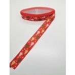 Hobigram Kırmızı Çam Ağacı Desenli Grogren Kurdele 2,5 cm 2 Metre