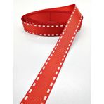 Hobigram Kırmızı Çizgi Baskılı Grogren Kurdele 2,5 cm 2 Metre
