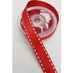 Hobigram Kırmızı Çizgili Baskılı Kurdele 2,5 cm