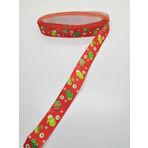 Hobigram Kırmızı Eldiven Desenli Grogren Kurdele 2,5 cm 1 Metre - 2122020196342