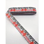 Hobigram Kırmızı Fiyonk Desenli Grogren Kurdele 2,5 cm 1 Metre