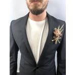 Hobigram Kırmızı Krem Cipsolu Damat Yaka Çiçeği