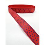 Hobigram Kırmızı Lacivert Yıldızlı Grogren Kurdele 2,5 cm 1 Metre