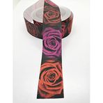 Hobigram Kırmızı Mor Gül Desenli Grogren Kurdele 4 cm 1 Metre