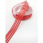 Hobigram Kırmızı Saten Çizgili Şifon Kurdele 2,5 cm 3 Metre