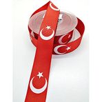 Hobigram Kırmızı Türk Bayraklı Saten Kurdele 3 cm 1 Metre