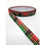 Hobigram Kırmızı Yeşil Çizgili Ekoseli Grogren Kurdele 2,5 cm 2 Metre
