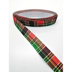 Hobigram Kırmızı Yeşil Çizgili Ekoseli Grogren Kurdele 2,5 cm 4 Metre